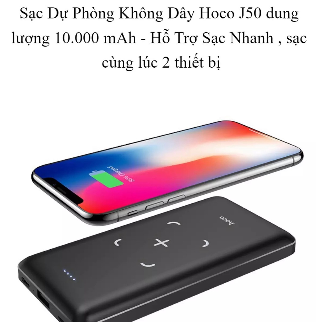 Sạc Dự Phòng Không Dây Hoco J50 10.000mAh Chính Hãng Hoco-  Bảo hành 12 tháng