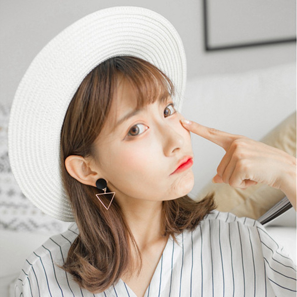 Đôi bông tai hình tròn / tam giác thời trang