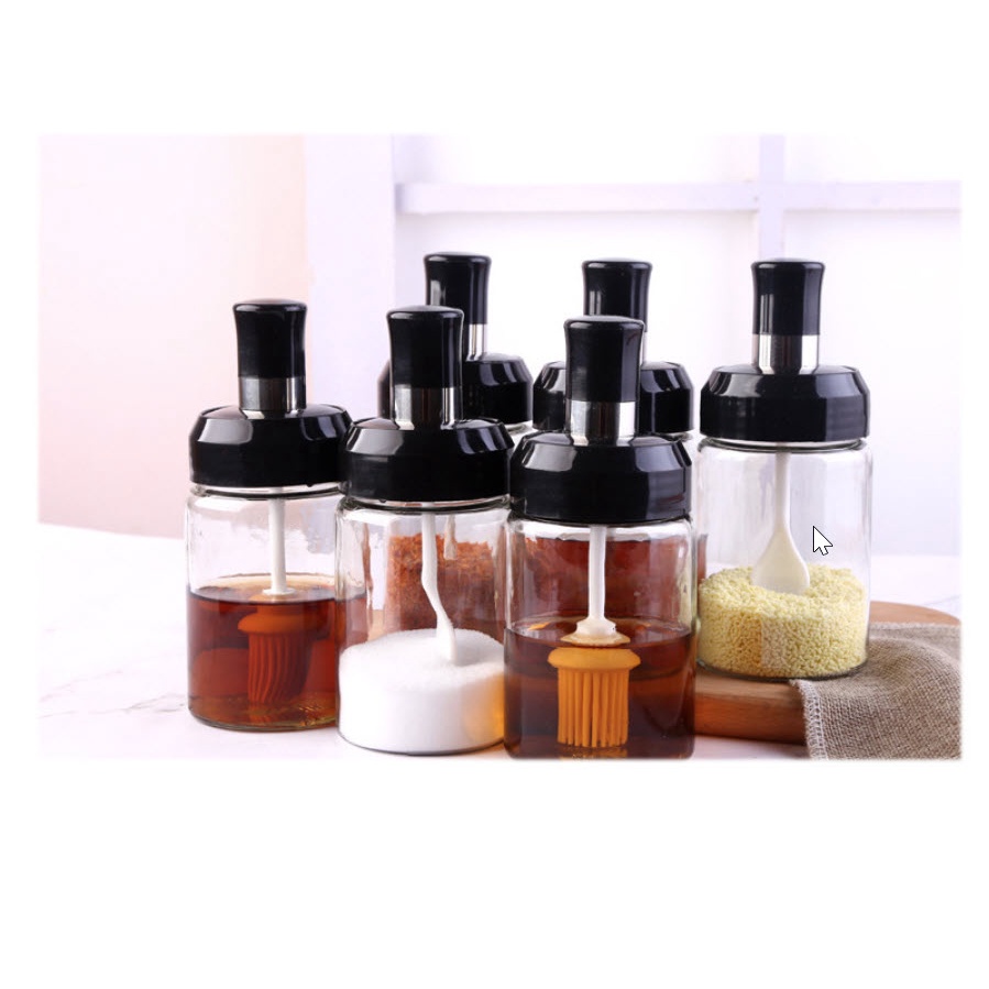 [HCM] Hũ đựng gia vị đẹp có kèm thìa - Lọ thủy tinh đựng gia vị kèm muỗng dung tích 250ML tiện lợi LOẠI TỐT