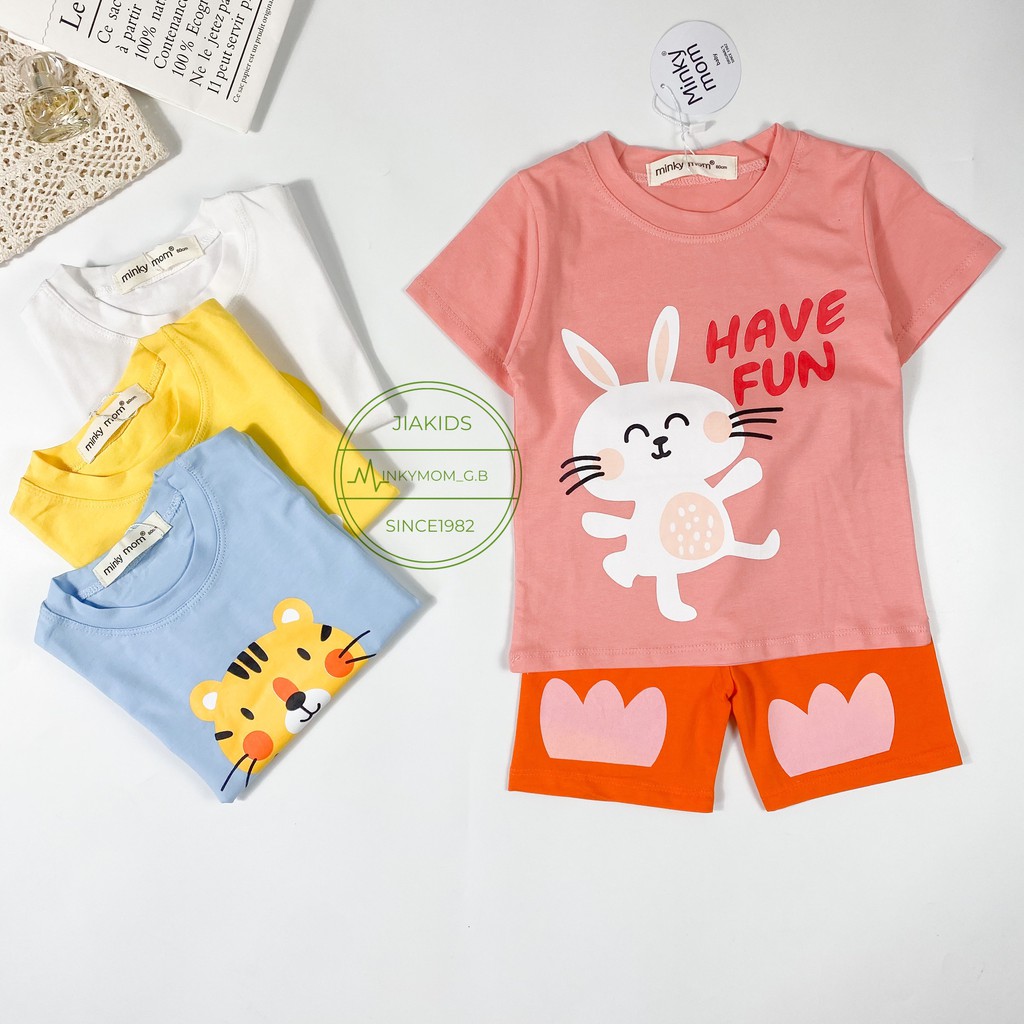 Mã 44FASHIONSALE1 giảm 10k đơn từ 50k Bộ Cộc Tay MINKY MOM COTTON 100% In Hình Động Vật Cho Bé TN-IN33