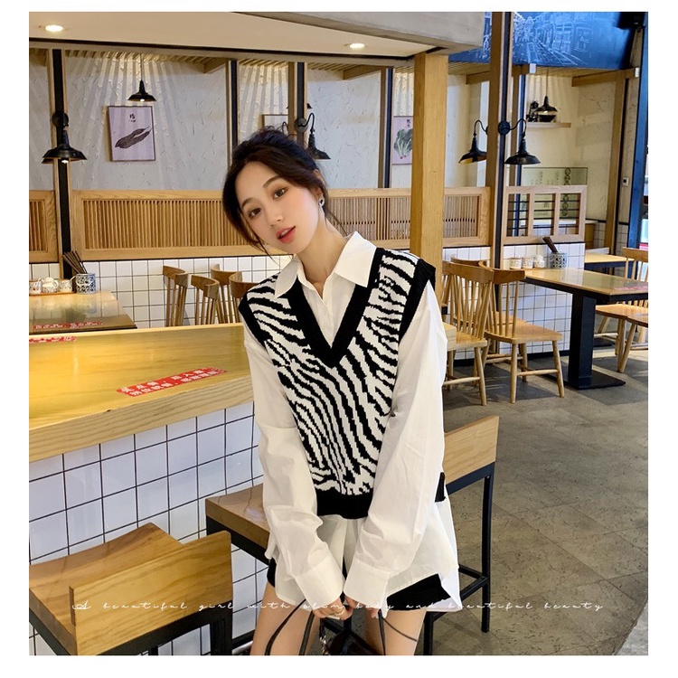 Áo Gile Len Nữ  Dệt Kim Họa Tiết Da Báo Dễ Phối Đồ Kiểu Phong Cách Hàn Quốc Xiaozhainv vn 23 | BigBuy360 - bigbuy360.vn