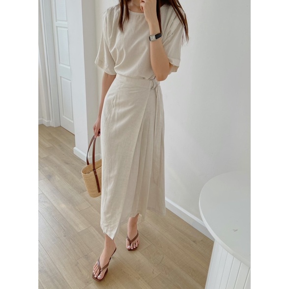 Set áo + chân váy linen