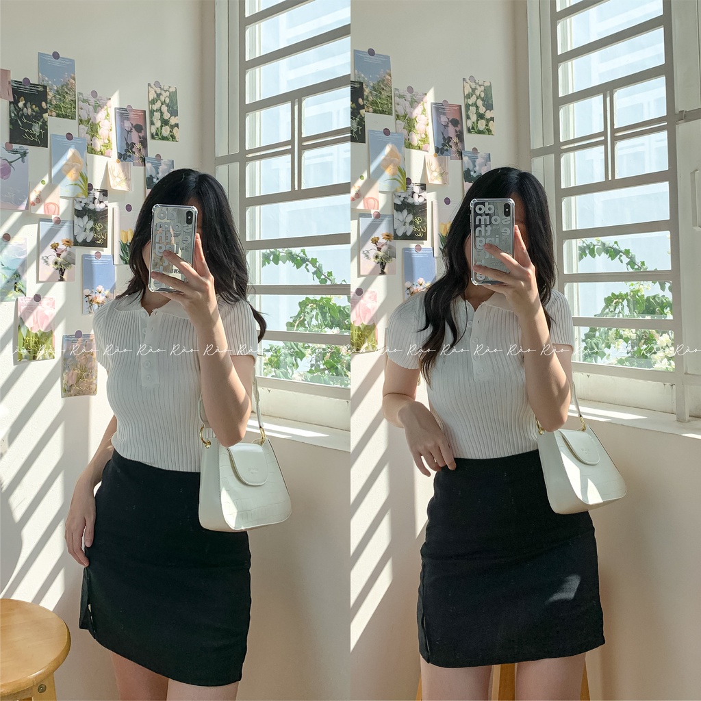 ÁO LEN DỆT KIM NGẮN TAY CỔ POLO - ATN117 | BigBuy360 - bigbuy360.vn