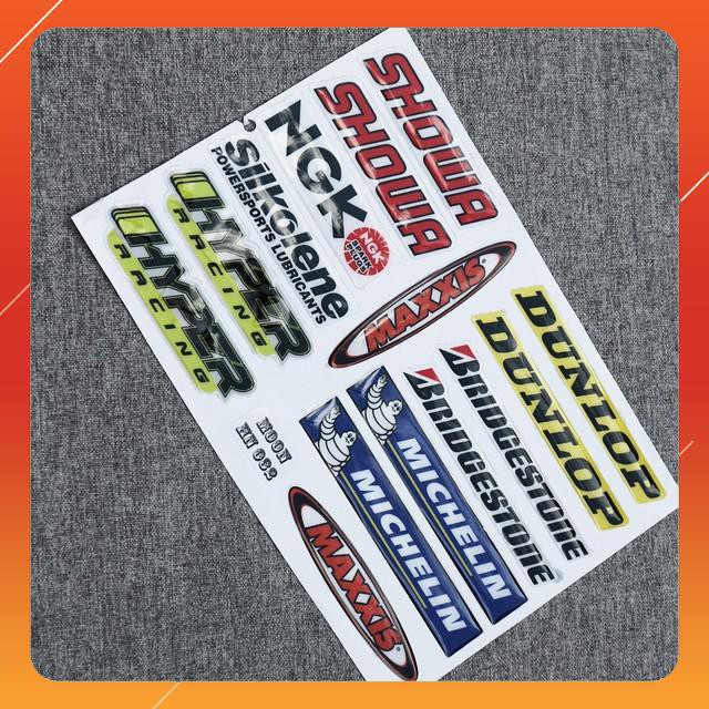 [CỰC RẺ]   BỘ TEM DÁN XE MÁY NHIỀU LOGO BRIDGESTONE DUNLOP MICHELIN SHOWA .... TRANG TRÍ XE CỰC ĐẸP