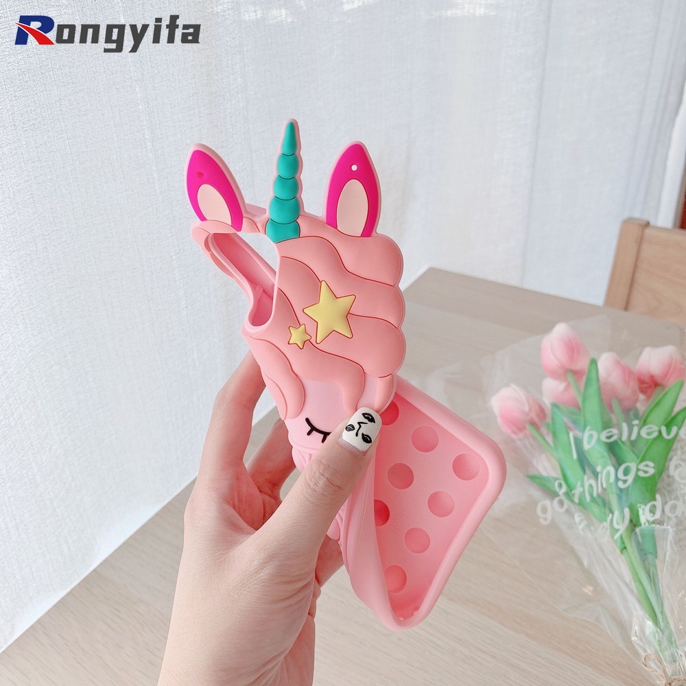 Ốp điện thoại silicon ấn bong bóng có dây đeo cho iPhone 13 12 11 Pro Xs Max Mini XR Xs 8 7 6s 6 Plus SE 2020