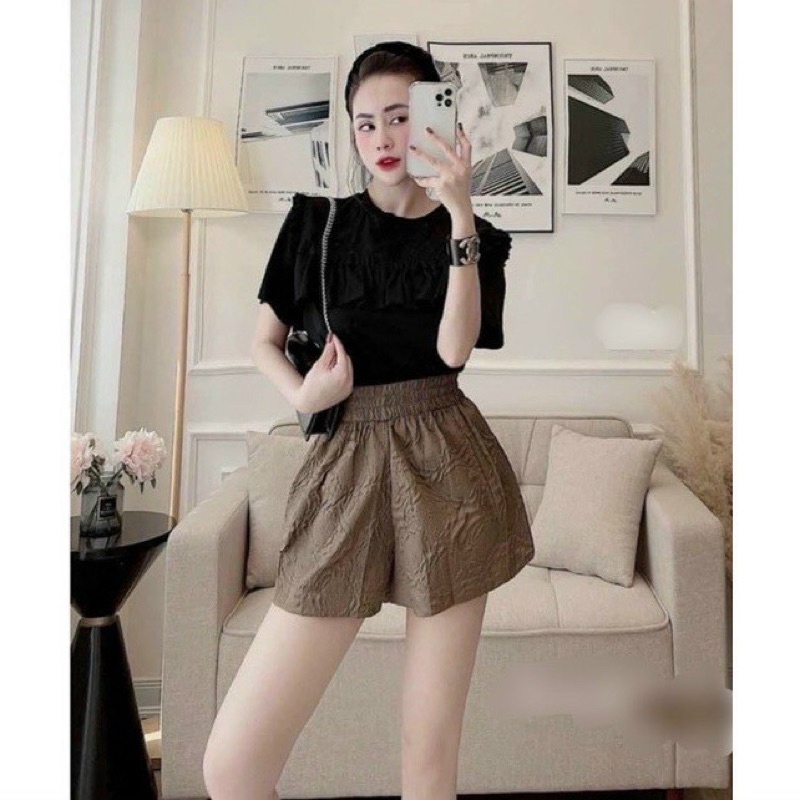 Quần sooc phồng Bigsize vân hoa nổi (60-90kg) MS89 | BigBuy360 - bigbuy360.vn