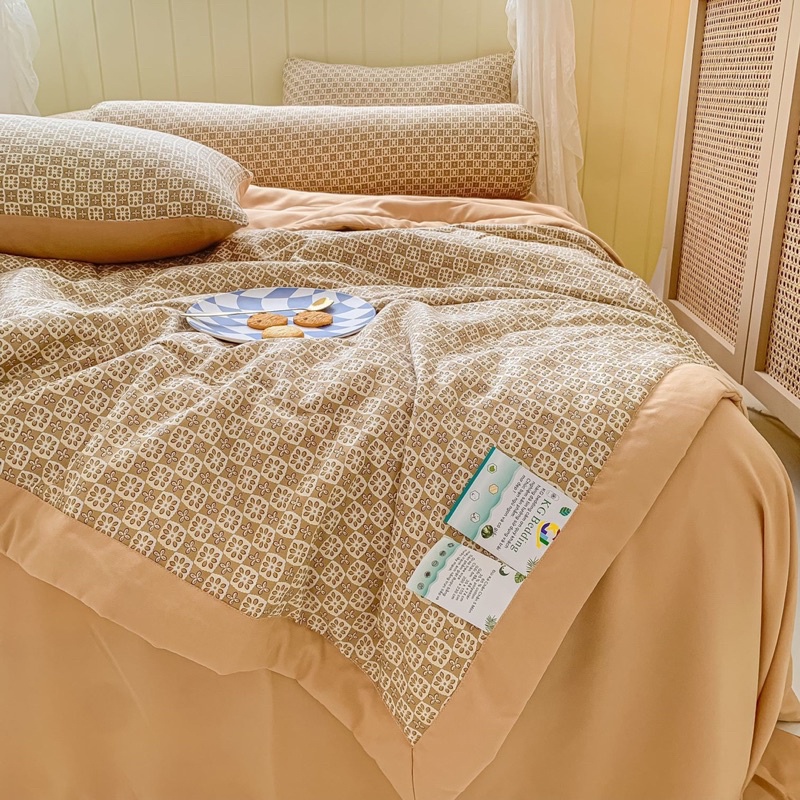 Bộ sét 5 món cotton đũi chăn trần nhập khẩu cực kì mềm mịn thoáng mát,sét 5 món cotton đũi chăn trần mềm mịn thoáng mát