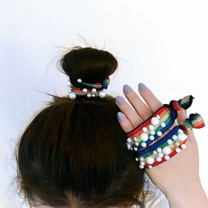 Cặp  Dây Buộc Tóc Hàn Quốc Đính Hạt Noel siêu đáng yêu