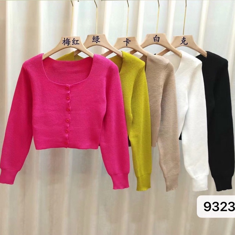 Áo len croptop dài tay chất len mongtogi co dãn nhiều màu cúc dọc vanmiushop