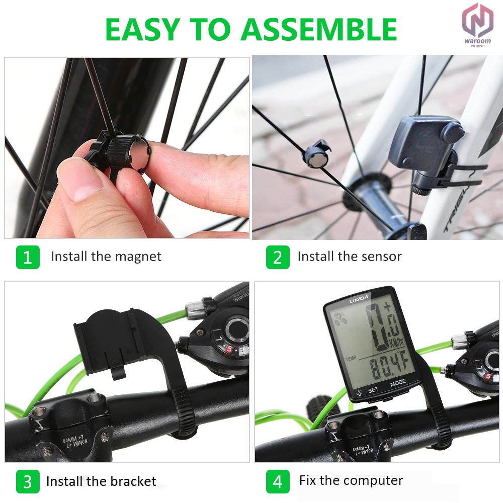 LIXADA Đồng hồ đo tốc độ không dây màn hình LCD chống thấm nước IPX6 cho xe đạp leo núi