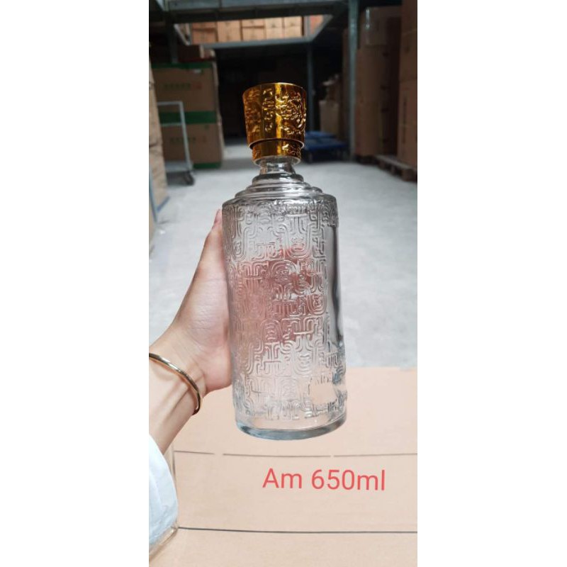 Bình,Chai Đựng Rượu Thuỷ Tinh Đẹp Cao Cấp 650ml. Mẫu AM