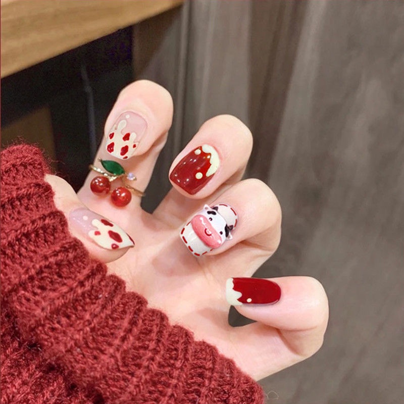 Manicure Wear Nail Nail Sticker Nail Tip Patch Removable Wearable Nail Stickers Fake Nail Patch Nail Sticker Pieces Finished Short