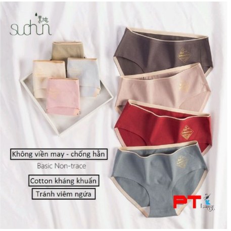 Hộp 4 quần lót nữ 02 kháng khuẩn cotton cao cấp không đường may chống hằn chống viêm nhiễm | BigBuy360 - bigbuy360.vn