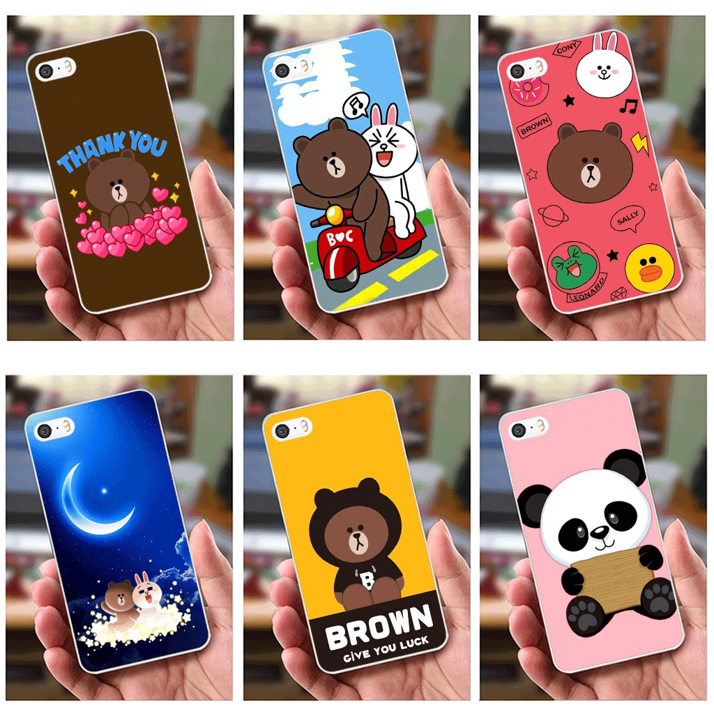 Ốp lưng iPhone 5 / 5S (dẻo viền trắng trong) - Hinh Gấu Brown, Panda Cực Dễ Thương