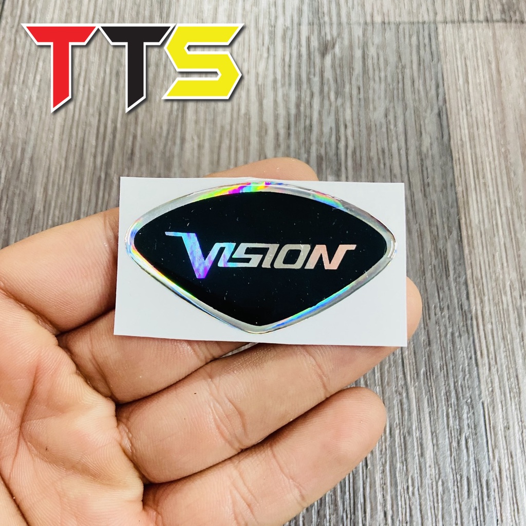 ( VISION ) Logo tem chữ Vision dán mặt nạ chất liệu nhựa nổi nhiều màu sắc