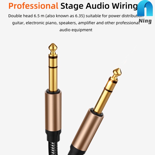 Dây Cáp Âm Thanh Bện Sợi Nylon Giắc Cắm 6.5mm 6.35Mm Sang Giắc Cắm AUX Dài 1.8m Dành Cho Đàn Guitar