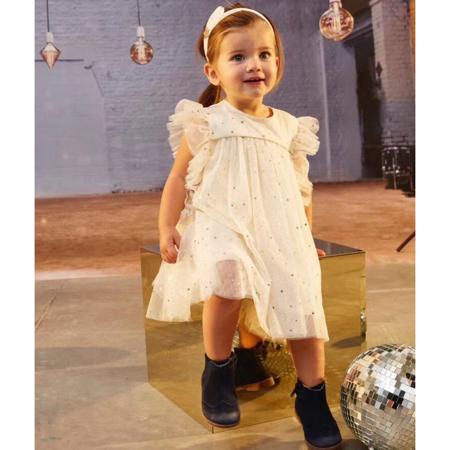 Váy cánh tiên màu kem kết kim sa dành cho bé gái