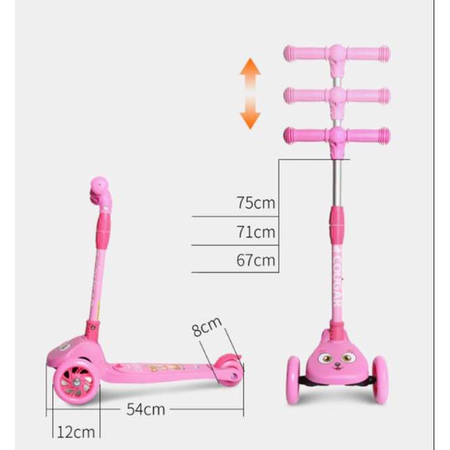 Xe Scooter Trẻ Em Từ 3-9 Tuổi Cao Cấp [Centosy - Scooter Cougar 09] - In Hình Bắt Mắt, Có Đèn Nháy - Centosy Miền Bắc