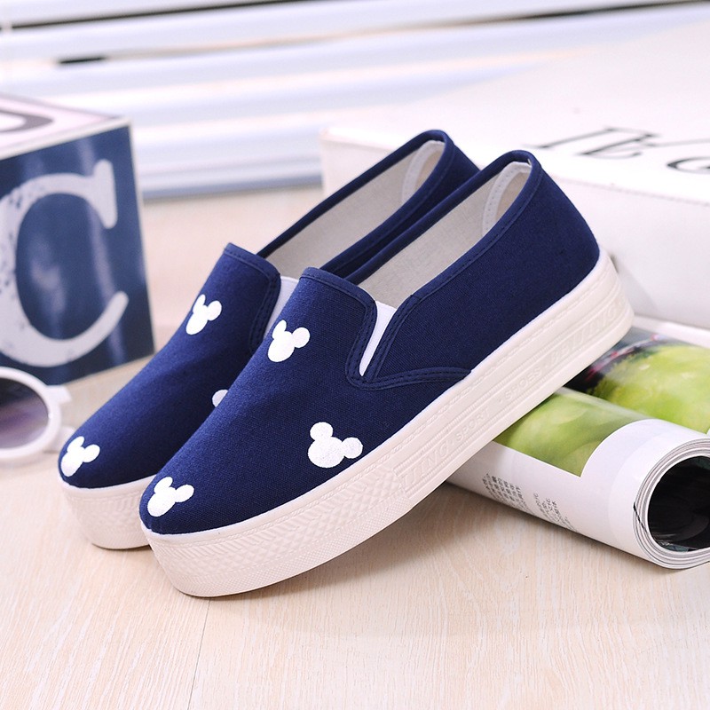 Giày slip on đế độn gấu cute GTTG34 giày độn đế dày