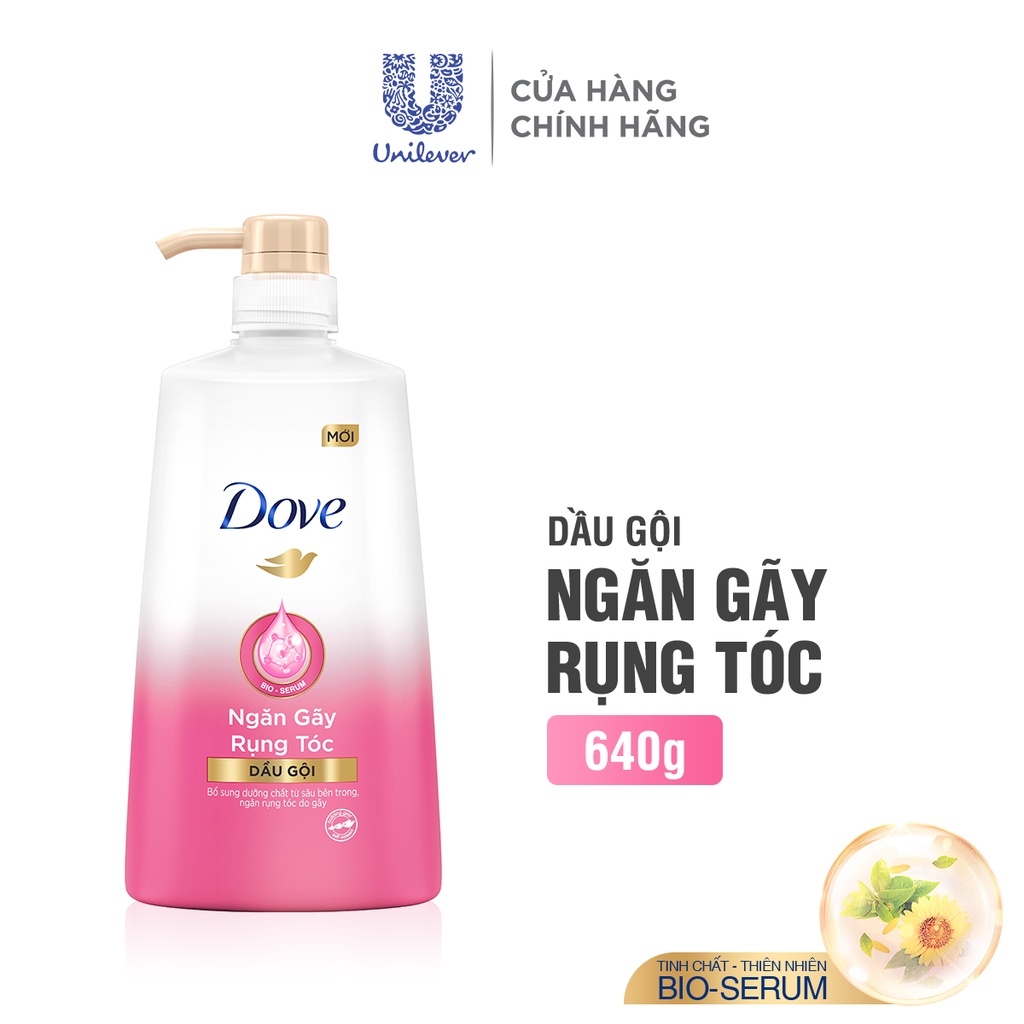 Dầu Gội Dove Ngăn Gãy Rụng Tóc Tinh Chất Dưỡng Tóc Bioserum Cho Tóc Chắc Khỏe X5 640G