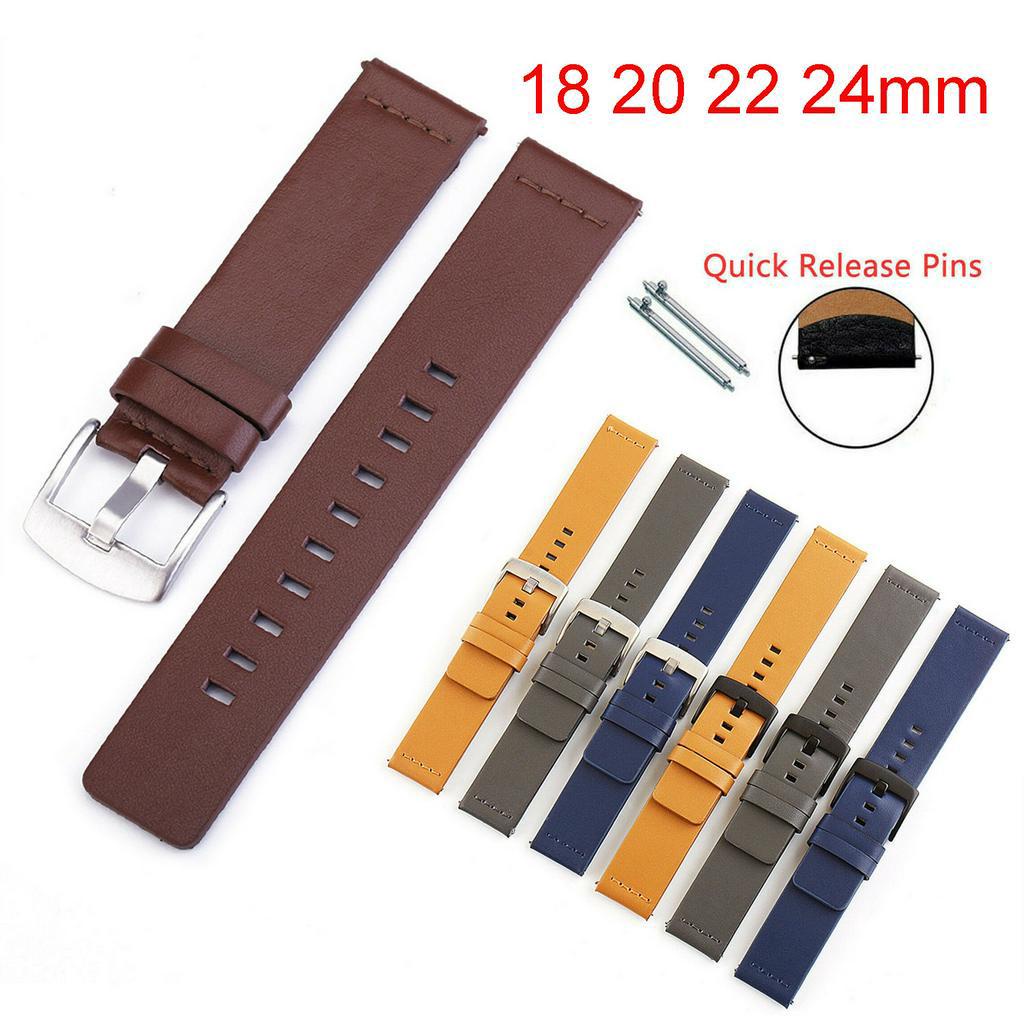 Dây đeo đồng hồ bằng da thật thay thế 18mm 20 24 22mm có chốt tháo nhanh