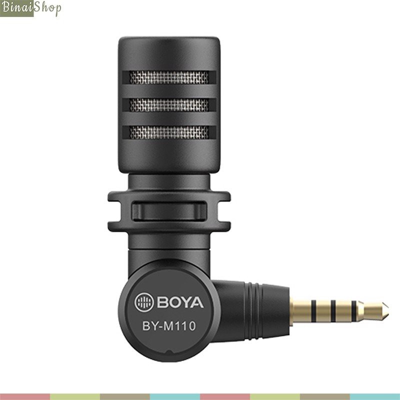 Boya BY-M110 - Micro Condenser Mini Cổng 3.5mm TRRS Thu Âm Đa Hướng Cho Smartphone, Laptop, Tablet
