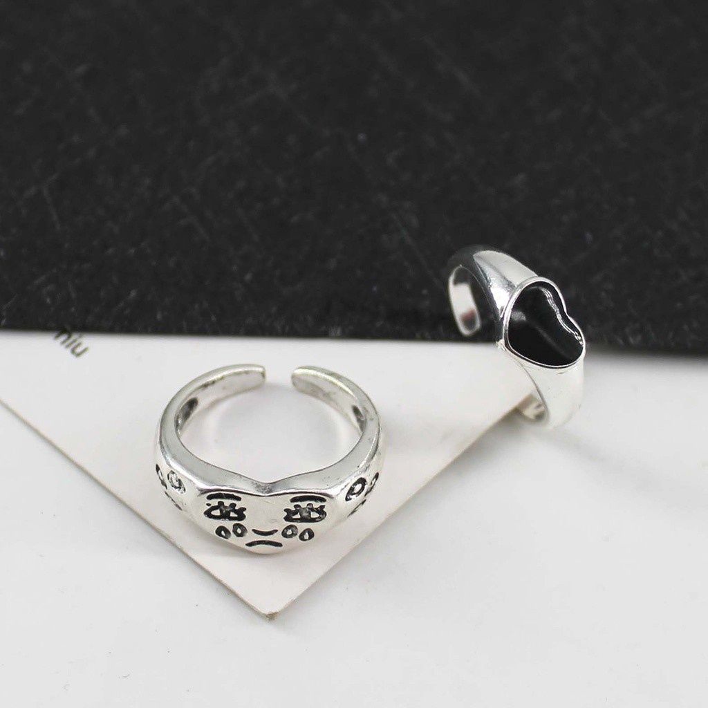Nhẫn Mở Màu Đen Hình Giọt Nước Phong Cách Âu Mỹ