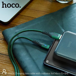 Cáp Sạc Android Hoco DU08💝CAO CẤP💝Cáp Sạc Nhanh 2.4A Chân Micro USB/Type-C Có Đèn Cho Android, Samsung,... Dài 1M/2M