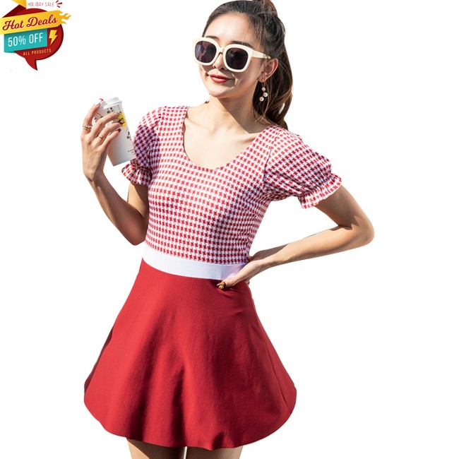 Bộ Đồ Bơi Một Mảnh Họa Tiết Ca Rô Xinh Xắn Dành Cho Nữ | BigBuy360 - bigbuy360.vn