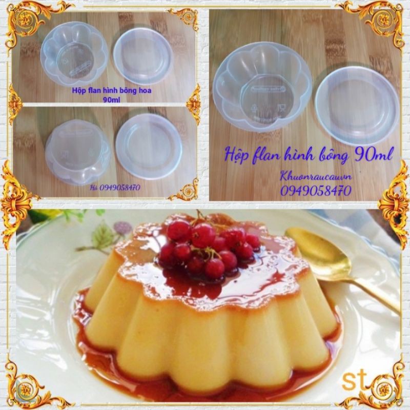 10 hộp nhựa làm flan có nắp hình tim, hình tròn 7 cm , hình bông hoa 90ml hot