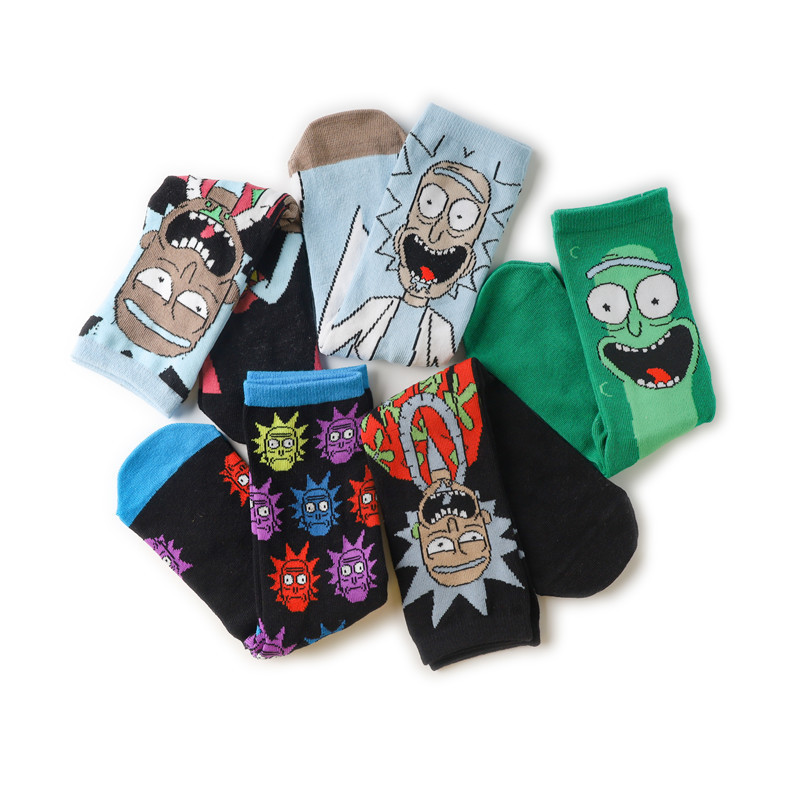 Vớ Cotton Cổ Cao In Họa Tiết Hoạt Hình Rick Và Morty