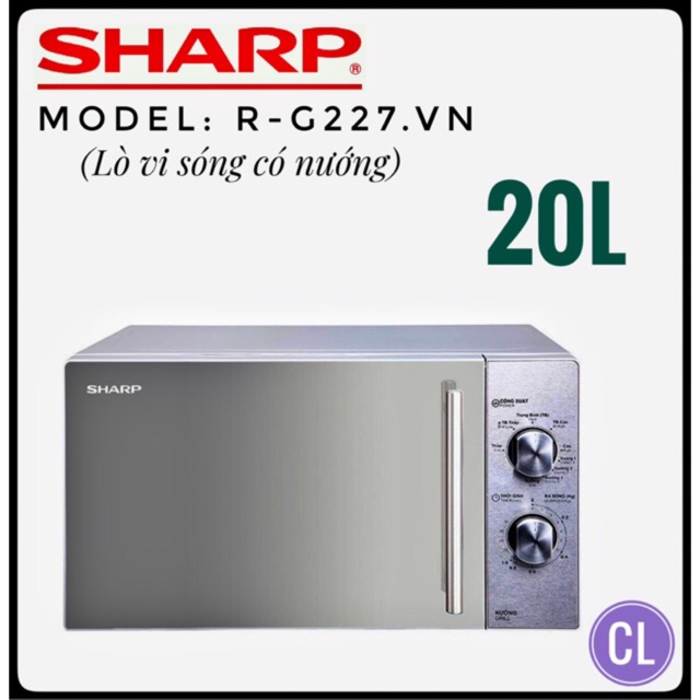 [Mã 159ELSALE hoàn 7% đơn 300K] Lò vi sóng Sharp R-G227VN-M 20 lít - Hàng chính hãng