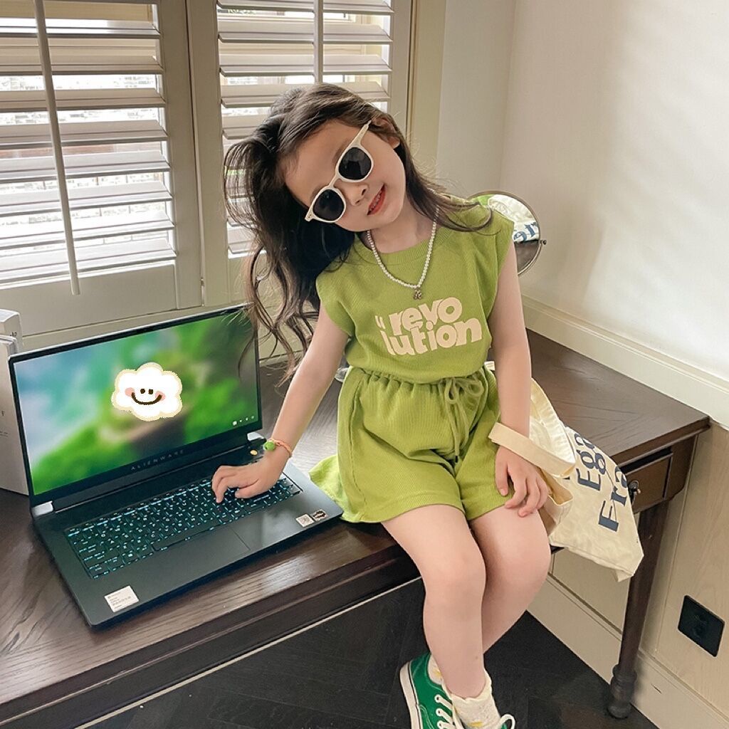 Hàng Mới Về Set Đồ 5 Món Gồm Áo Thun Tay Cộc Và Quần Ngắn Bằng 100% Cotton In Họa Tiết Thời Trang Mùa Hè Hàn Quốc Cho Bé Gái