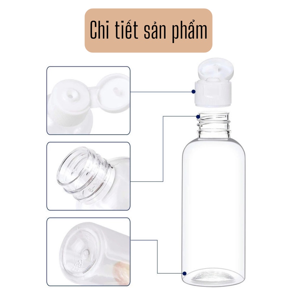 Chai chiết Nhựa PET dạng Nắp Bật Chiết Mỹ Phẩm, Dung Dịch, Nước Rửa Tay 30ML/50ML/100ML CCC26