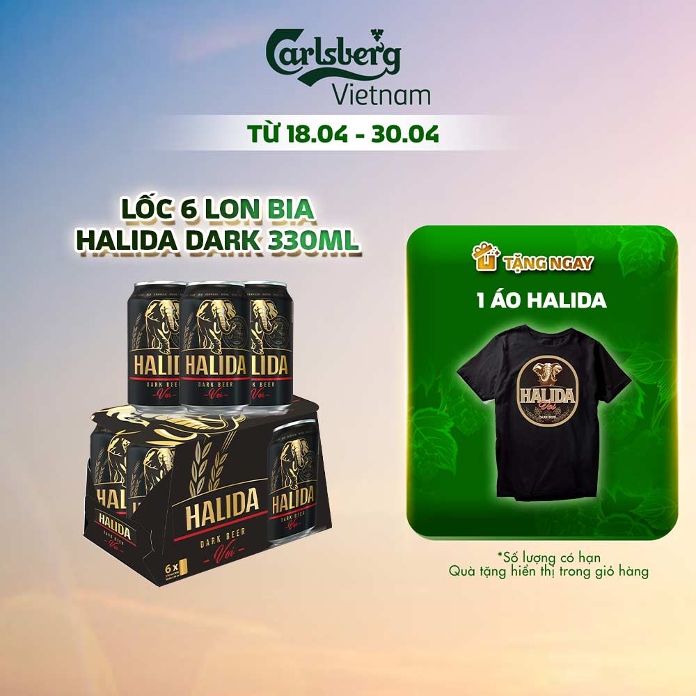 Lốc 6 lon bia Halida Dark 330ml (330ml/lon)
