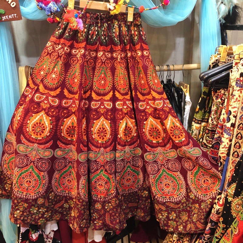 Chân váy thổ cẩm lông công Ấn độ-hình thật cuối | BigBuy360 - bigbuy360.vn