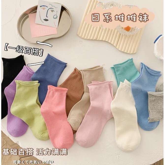Vớ WAFNHA D597 vải cotton màu kẹo ngọt thoáng khí phong cách Hàn Quốc cho bé gái