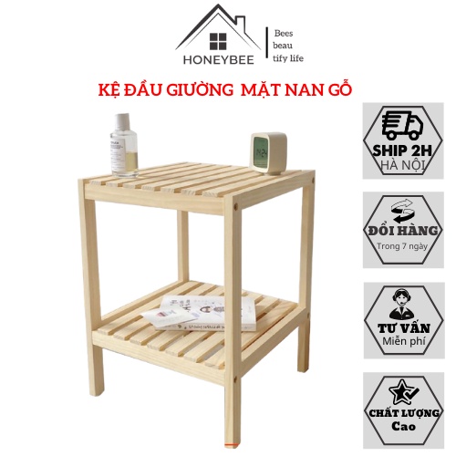 Kệ Để Đầu Giường HONEYBEE Tab Đầu Giường Mặt Nan Lắp Ráp Đơn Giản Gỗ Thông Tự Nhiên