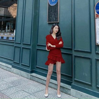 ĐẦM ĐỎ ĐẮP CHÉO LAI VẠT BÈO TẦNG ĐUÔI CÁ ( đỏ // trắng // hồng // đen )