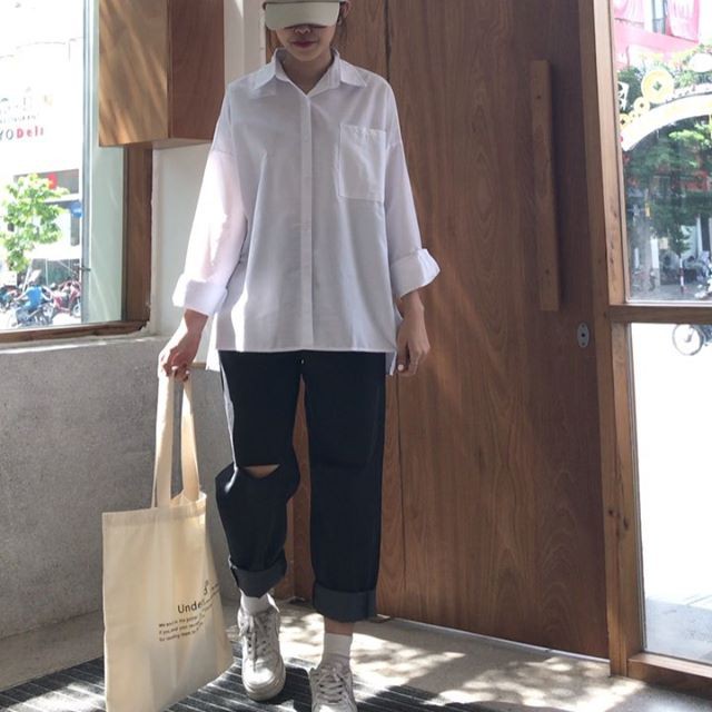 Quần Jeans Nữ Bò Baggy Dáng Suông Quần Rách Gối Vải Dày Dặn Thông Thoáng Dễ Phối Đồ Form Rộng 2163 Jem Closet