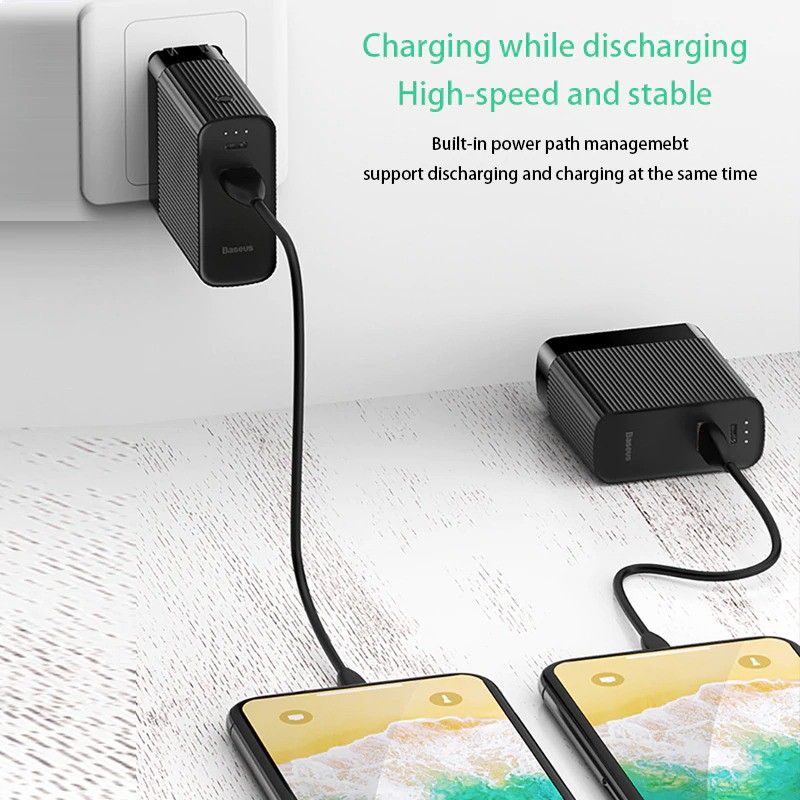 SẠC KÈM PIN DỰ PHÒNG SẠC NHANH QC 3.0 VÀ PD 3.0 2 CỔNG 5.000MAH BASEUS CHT901 CHÍNH HÃNG [NEW 100%]