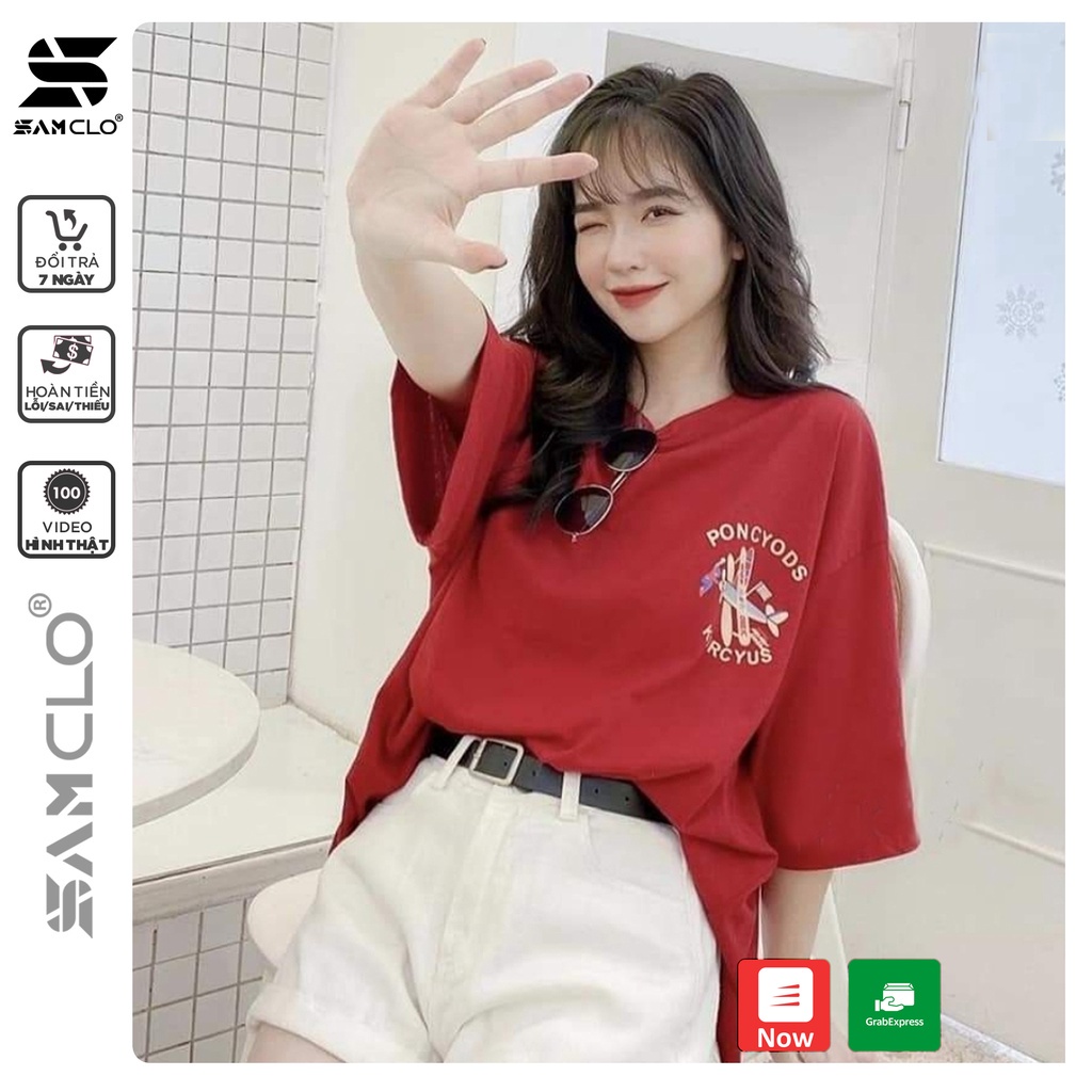 Áo thun tay lỡ nữ SAM CLO freesize phông form rộng dáng Unisex - Ulzzang mặc cặp, nhóm, lớp in CHỮ KORCYUS - TODAY BE