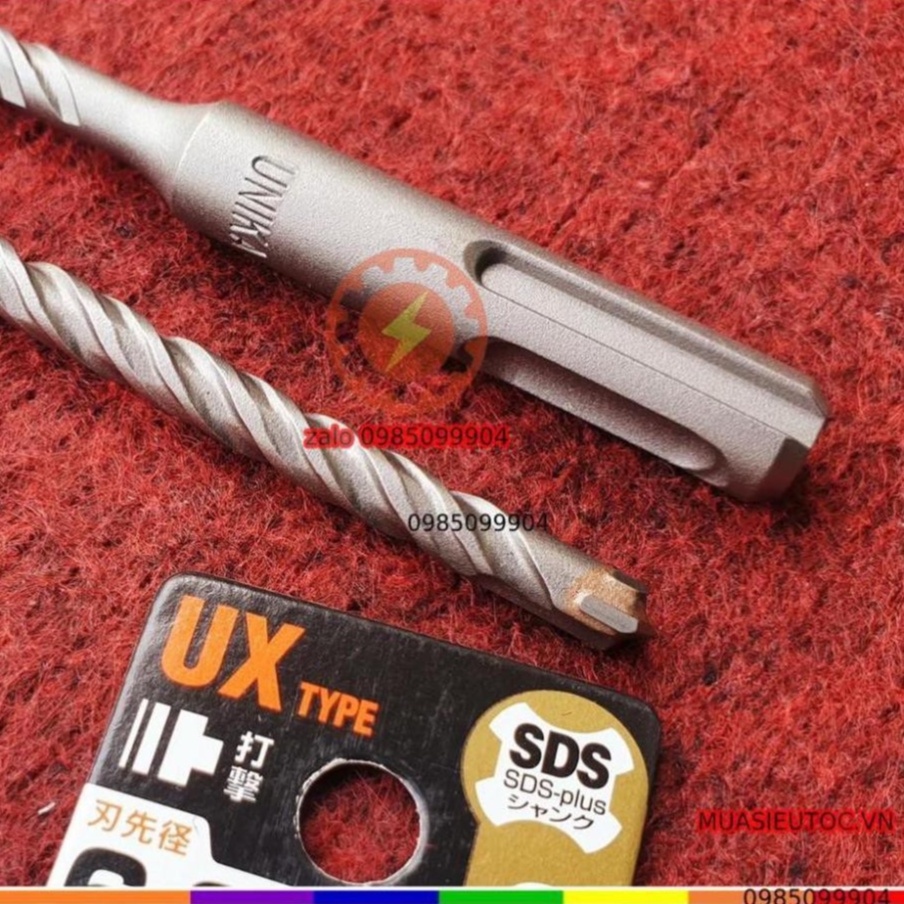 Mũi khoan chuyên khoan bê tông cốt thép, đá, tường gạch đuôi gài SDS Unika mã UX - Mũi 6 7 8 9 10 12 mm