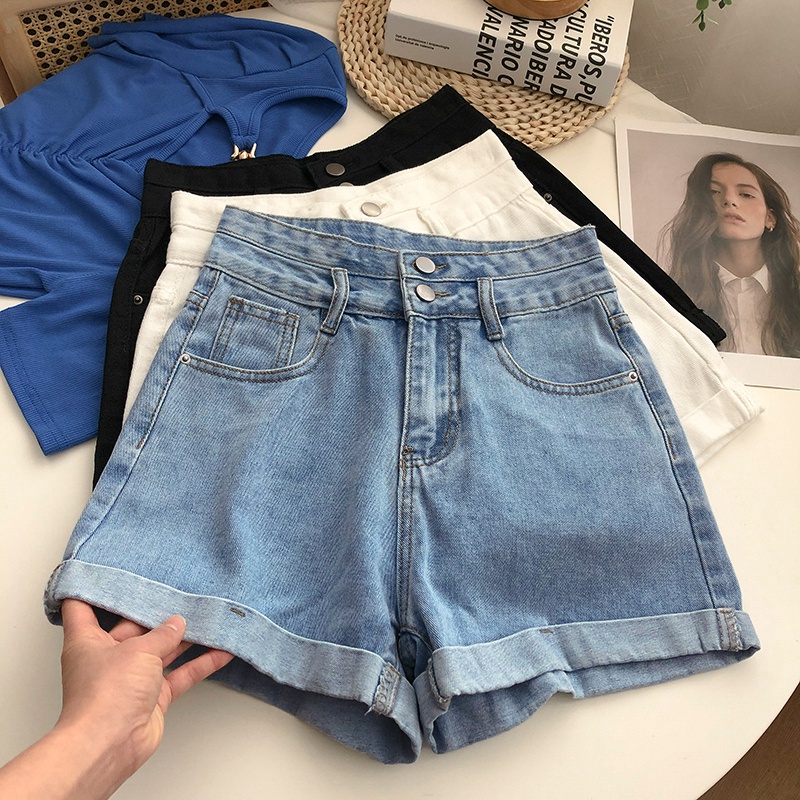 Quần Short Jeans Chữ a Lưng Cao Thời Trang Cho Nữ