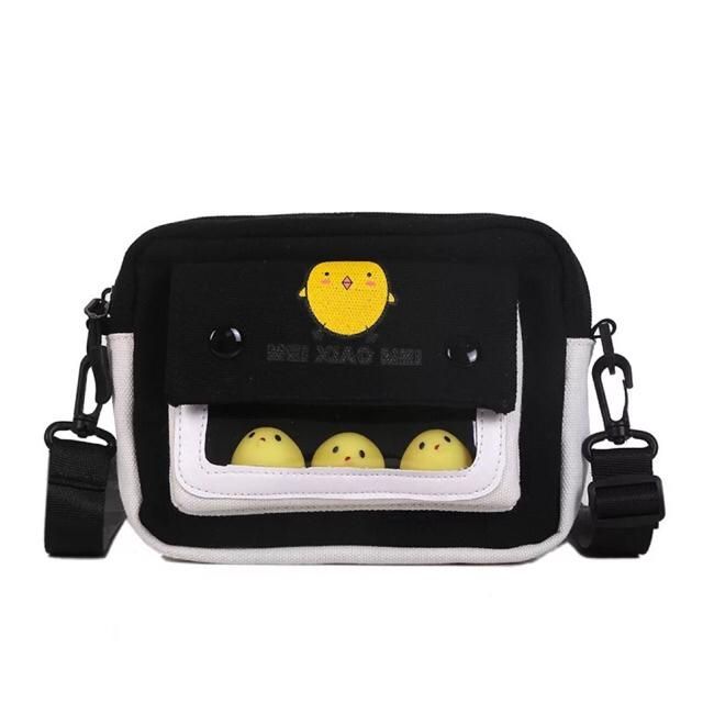Túi chéo nam nữ chip chip thời trang và cá tính in hình gà con tặng kèm 3 chú gà