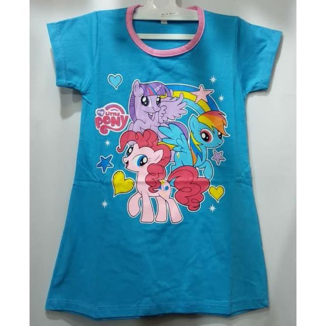 Áo Thun Mặc Ngủ Vải Cotton Qzg8 In Hình Ngựa Pony Dễ Thương Cho Bé Gái Từ 1-7 Tuổi 30jt