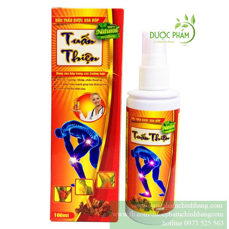 [Hàng mới về] Tinh dầu xoa bóp thảo dược Tuấn Thiện ( lọ 100ml chai xịt)