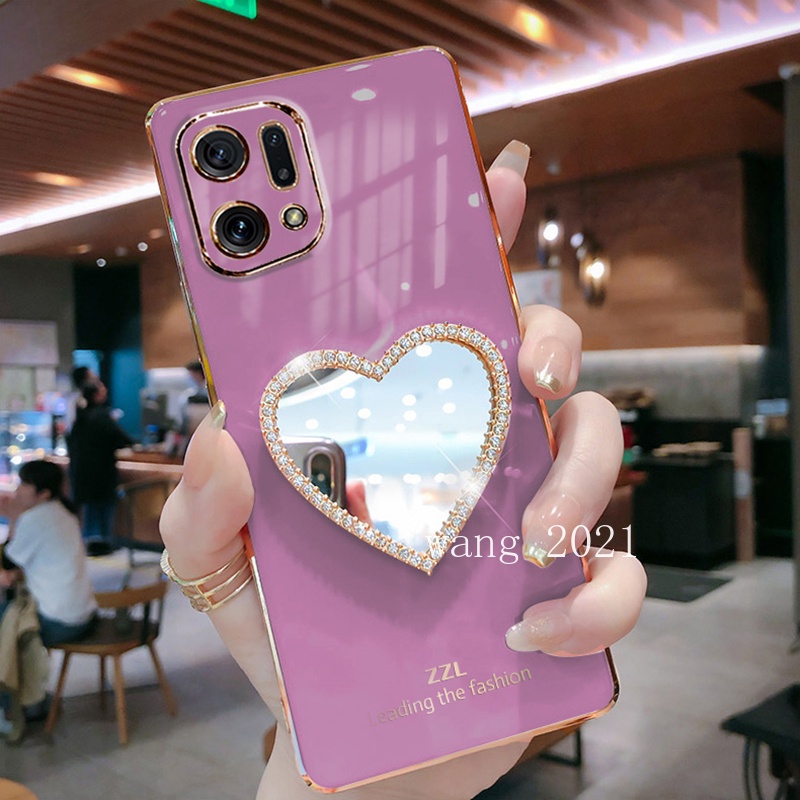 Ốp Điện Thoại Mềm Tráng Gương Mạ Điện Hình Trái Tim 2022 Cho OPPO Find X5 Pro 5G A96 A76 A16e A16k 4G