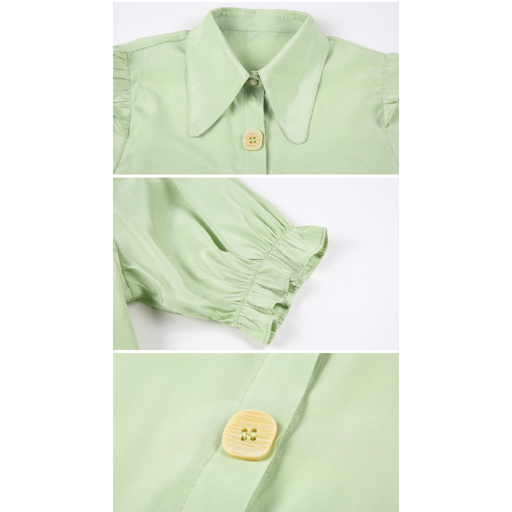 New 2020 White Green Solid Color Summer Fashion Korean Style Loose Short Sleeves Casual OL Office  Shirts Top for Women | BigBuy360 - bigbuy360.vn
