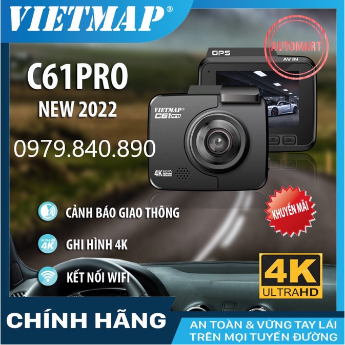 VIETMAP C61 PRO 2022 - Camera hành trình có cảnh báo tốc độ